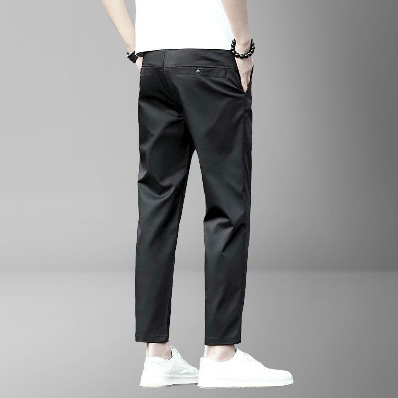 Men's Spring Summer Thin Slim Straight Nine-Tenths Versatile Elastic Casual Pants4