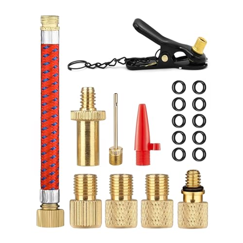 サムコス 自転車 バルブアダプター ボックス付き 仏式 英式 米式バルブ変換 AV DV SV アダプター ボール用空気針 自転車用インフレータブル延長チューブ タイヤ用バルブアダプター