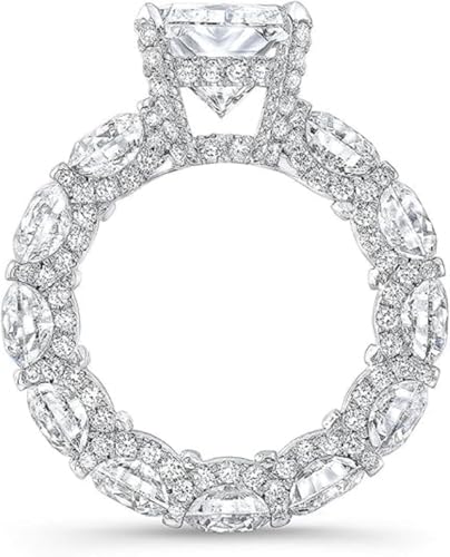 6CT-10CT Radiant Cut Moissanite Wedding Engagement Ring for Women Big Solitaire Pave Handmade Eternity Band Ring for Bridesmaid Promise Vintage Ring2