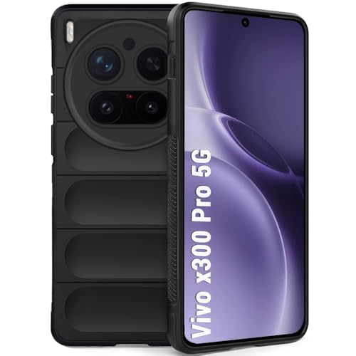Image of TheGiftKart Liquid Silicon Back Cover Case for Vivo X300 Pro 5G | ShockProof Military Grade Protection | Micro-Fibre Cloth On Inner Side | Anti-Slip Grip Back Case Cover for Vivo X300 Pro (TPU, Black)