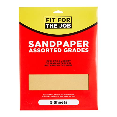 Papier de verre Fit For The Job 1 x fin, 2 x moyen, 2 x gros, 230x280mm pour ponçage bois, meubles, métal et plâtre - ré