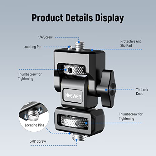 Image of NEEWER Camera Monitor Mount with 3 /8 inch ARRI Locating Thumbscrew, 1 /4 inch Screw for 5 inch & 7 inch Monitor Compatible with Atomos Ninja V, 360 Swivel 180 Tilt Damping Adjustable, Compatible with SmallRig, MA004
