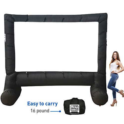 EasyGo Products 14' Inflatable Mega Movie Screen - Canvas Projection Screen for Outdoor Parties - Movie Cinema is Guaranteed to Thrill and Excite. Includes Inflation fan, Tie-Downs and Storage bag