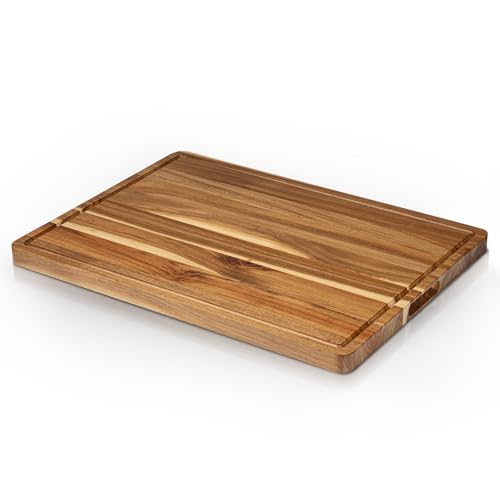 OUTLANE 24 x 18 in Extra Large Acacia Wood Cutting Board, 1.2" Thick Butcher Block with Deep Juice Groove, Reversible with Built-in Handles,Sturdy Wooden Chopping Board for Kitchen, Meat