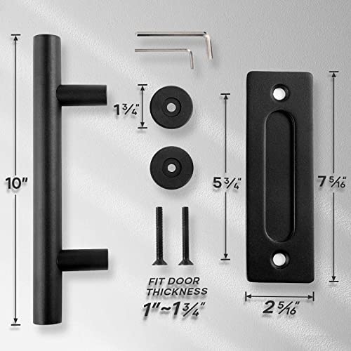 Easelife 2 Pack 10" Sliding Barn Door Handles And Pulls,Rustic Double Sided Hardware Set,Heavy Duty,Matte Black Powder Coated Finish,Easy Install #TOP6