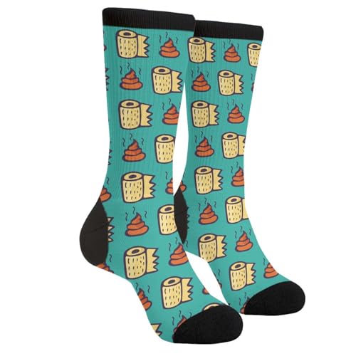 LUMANSITTER Toilet Paper Turquoise Poop Socks Unisex