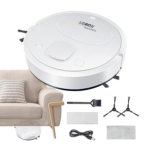 Jildouf Robot aspirador, barredora inalámbrica inteligente con carga USB, robot de trapeador eléctrico de ahorro de energía para suelos duros, suelos de madera, azulejos, mármol