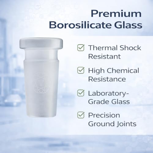 Image of Terporium Borosilicate Glass Reduction Adapter (Single) | Laboratory Glassware Connector | 14mm Male to 10mm Female Scientific Glass Adapter Lab Glassware | Clear