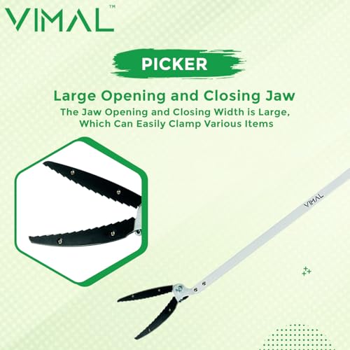 Image of Vimal 48 Inch Reacher Grabber Tool | Lightweight Aluminium Pickup Stick with Strong Serrated Grip | Long Reach Extension Tool for Home, Garden & Outdoor Use