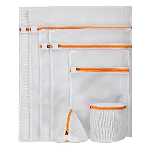 eLander Red [7 Pieza] Cesto para Premium Calidad Bolsa Funda Ropa De La Ropa para Lavadora [Naranja]