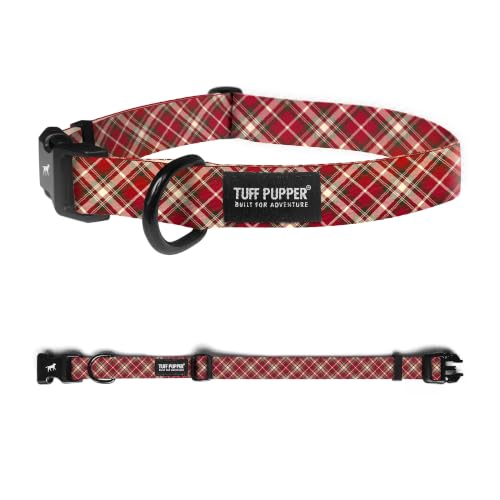 Image of Tuff Pupper Premium Adjustable Dog Collar, Stylish Pattern Collars Designed in USA, Quick Release Buckle, Highland Tartan Medium (1 Inch Wide x 13-18 Inch Neck)