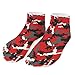 LITPUZC Women's Fashion Ankle Socks Funny Running Low Cut Socks Red Black Camouflage Camo No Show Athletic Sock Soft Breathable Crew Sock 5 Pairs