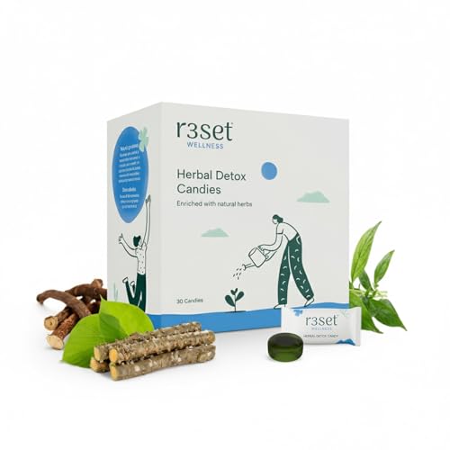 Image of R3SET Herbal Liver Detox Candy | Instant Support for Fatty Liver, Blood Circulation & Toxin Build-Up | Zero Calorie, Sugar-Free Daily Detox | Infused with Kalmegh, Manjistha (Blood Purifier), Punarnava & Guduchi - 30 Candies