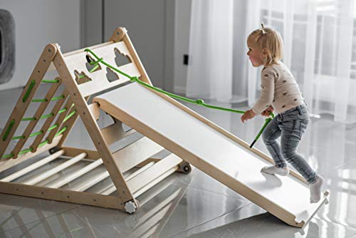 Pikler Triangle NiÃ±o NiÃ±o Gimnasio NiÃ±os Playhouse Ajustable BebÃ© Montessori Escalera Juguete Escalador NiÃ±o Pikler Gimnasio Slide Actividad Plegable (TriÃ¡ngulo+Juego de diapositivas)
