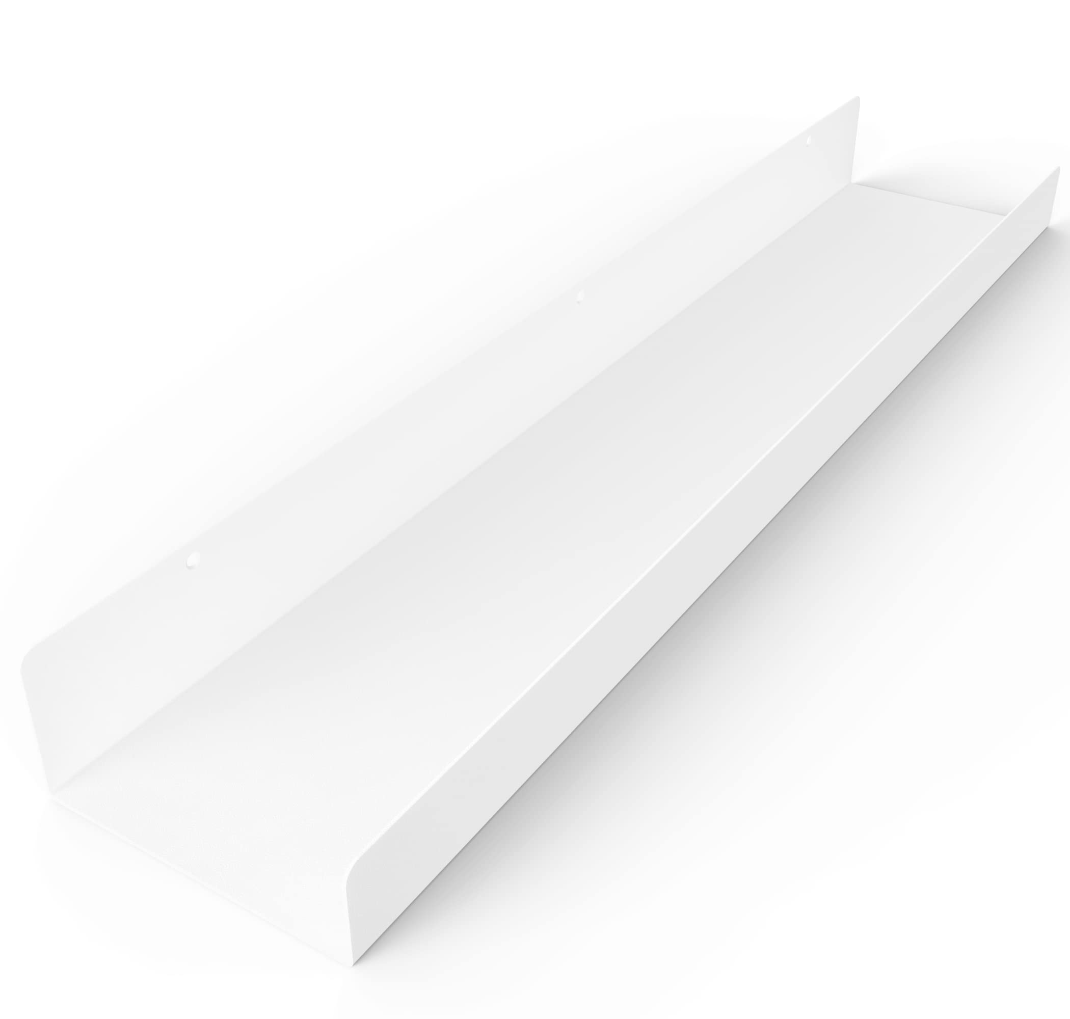 DIY CARTEL Made in USA Floating Metal Wall Shelf Picture Ledge - USA Manufactured Steel - Industrial Heavy Duty Modern Farmhouse Rustic Designed Shelf