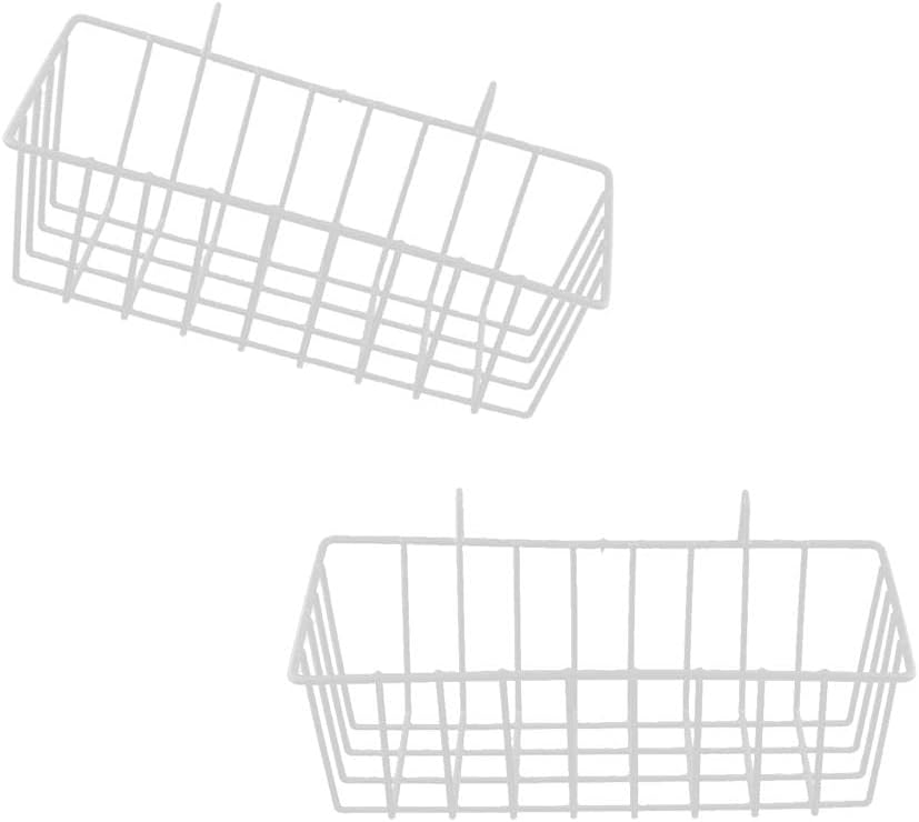 MERISHOPP® 2Pcs White Metal Gird Hanging Basket Iron Wall Decor Storage Basket |Home & Garden | Furniture | Bookcases|2 X Iron Hanging Basket