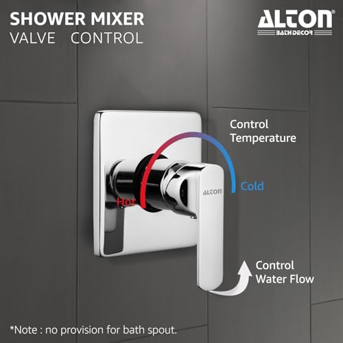 Image of ALTON FAM3352, Brass, Single Lever Bathroom Concealed Shower System with Overhead Shower and Arm | Silver