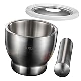 OHPHCALL ステンレス鋼杵臼 食品 耐久性 ニンニクぶし器 薬用スパイスグラインダー 家用多用途安定設計