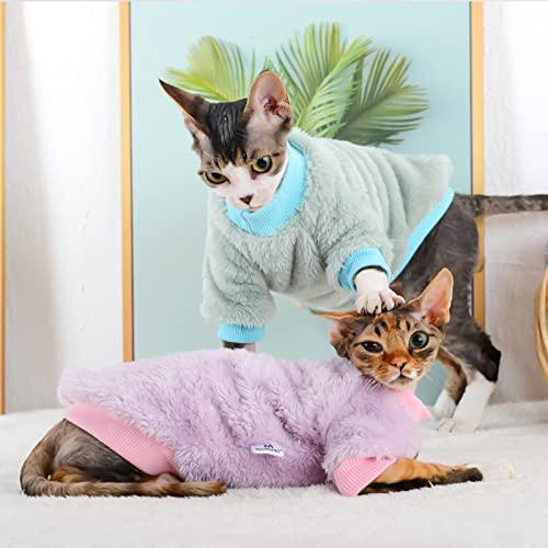 Sphynx-Hairless-Cat-Clothes-Thick-Warm-Pet-Cat-Wear-Clothes-Soft-Fleece-Pajamas-for-Cold-Weather-Two-Leg-Kitten-Pullover-Shirts-Jumpsuit-Cats-Vest-Apparel-for-Cornish-Rex-Devon-Rex