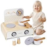 Mamabrum Faltbare Holzküche für Kinder - Kompakte Mini Küche mit Spielzubehör Kochen