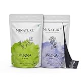Mi Nature Hair Dye DIY Combo | Henna & Indigo Powder with Applicator |From Pure Dried Leaves| Sourced from Rajasthan for Black or Brown Colour |100G (EACH)(Pack of 2)