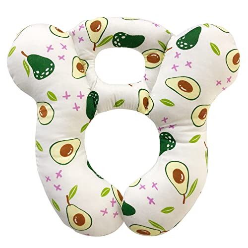 Image of Baby Travel Pillow, Infant Head and Neck Support Cushion for Car Seat, Pushchair and Stroller, Suitable for Newborn (White Avocado)