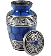 Alpha Living Home Keepsake Cremation Urn - Mini Funeral Memorial with in Blue Design for Sharing ...