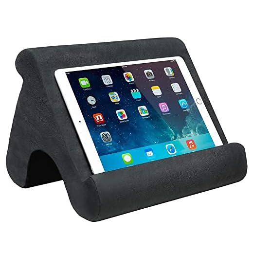 SAMHOUSING Tablet Pillow Stand - Tablet Holder Dock for Bed with Multi-Viewing Angles, Compatible with iPad Pro 9.7, 10.5,12.9 Air Mini 4 3, Kindle, Galaxy Tab, E-Reader (Dark Grey)