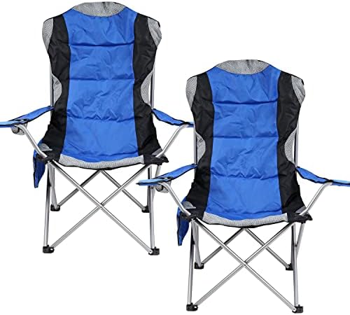 Taylor & Brown Set of 2 Lightweight Folding Camp Chair - Portable Chairs with Cup Holder and Bag Perfect for Camping, Festivals, Garden, Caravan Trips, Fishing, Beach and BBQs (Black)