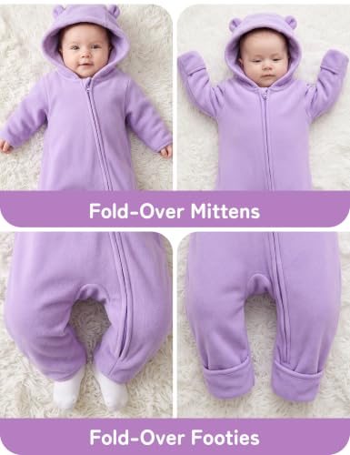 Babymine Newborn Baby Girl Fall Outfits 0-3 Months Winter Onesie Purple - image 3