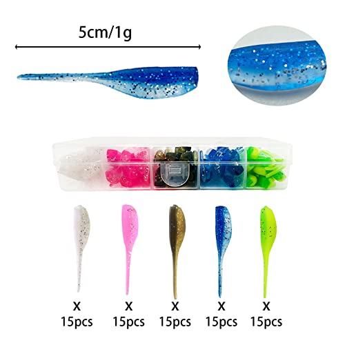 75Pcs Crappie Lures Kit Soft Plastic Coloful Crappie Baits Fishing Lures For Crappie Panfish Shad Baits Lures (A-75Pcs) #TOP5