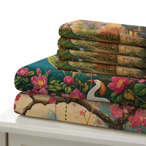 Housse de couette 135x200 3D paysage de l'Est parure de lit single microfibre douce