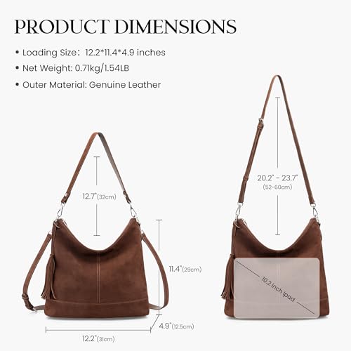Image of Genuine Leather Hobo Crossbody Bag for Women, Soft Real Leather Bucket, Shoulder Handbag Purse with 2 Removable Strap