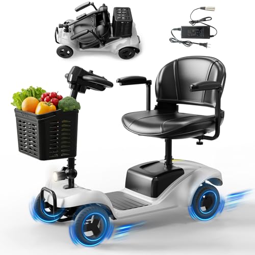 Image of Mobility Scooters for Seniors,4 Wheel Mobility Scooter,15 Miles Range,300LBS Capacity,Easy to Fold,Lightweight and Portable,with LED Headlights and Basket,Charger Included,Silver