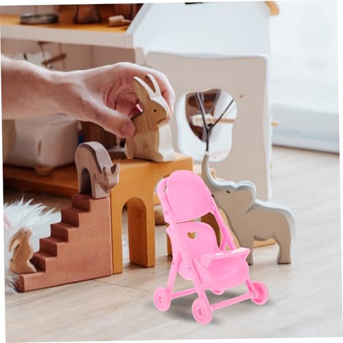 VICASKY 4 Stück Teiliges Mini Puppenwagen aus Kunststoff Realistische Buggy Spielzeuge für Rollenspiele Kindgerechtes Zubehör Kreativität und Fantasie Pinke Puppenwagen Modelle – Bild 4