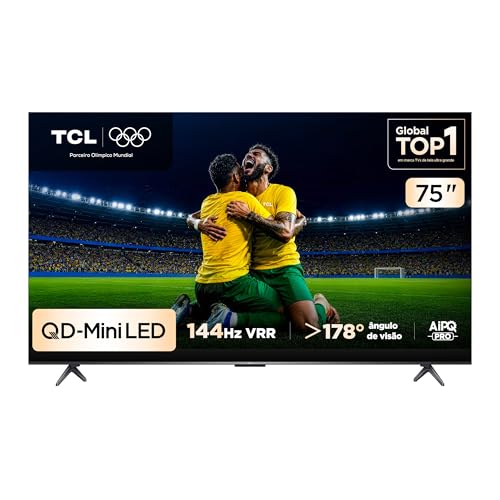 Smart TV TCL 75 Polegadas QLED Mini LED 4K C6K WiFi Bluetooth Google TV 4 HDMI 144Hz HDR10+ 75C6K