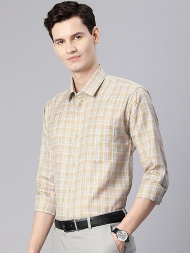 Image of Majestic Man Men's Pure Cotton Slim Fit Checkred Full Sleeve Classic Collar Everyday Formal Shirt