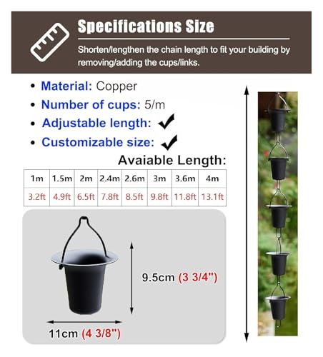 Chaîne de pluie de rechange robuste avec coupelles au design épuré - 3