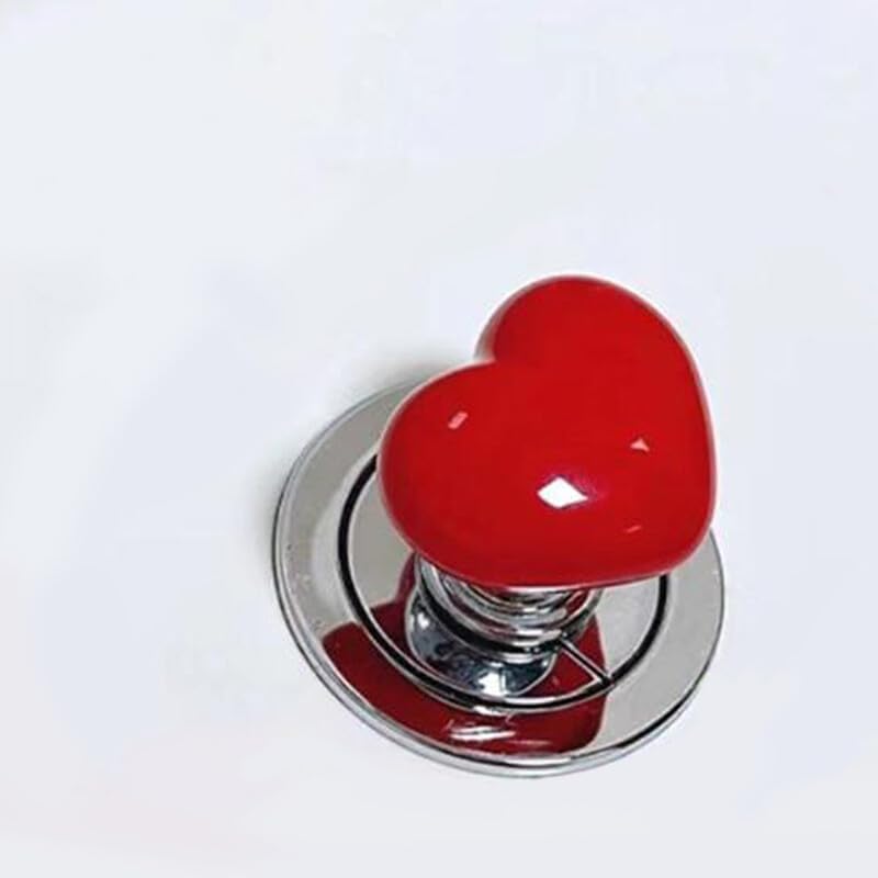 1PCS Handle Toilet Press Button Heart Shaped Press Tank Push Switch Toilet Bathing (red)