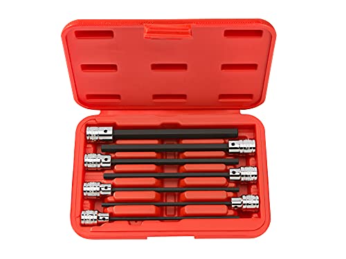 TEKTON 3/8 Inch Drive Long Hex Bit Socket Set, 7-Piece (3-10 mm) | 1363