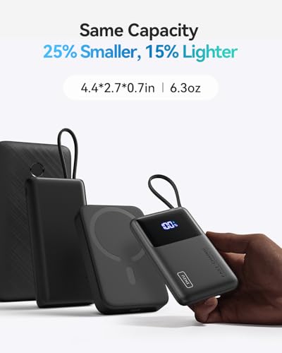Image of INIU 10000mAh Power Bank, Small 45W PD Fast Charging Portable Charger with Built-in USB C Cable, Flight-Safe Travel External Phone Battery Pack for iPhone 17 Pro Max Samsung S26 iPad etc, White