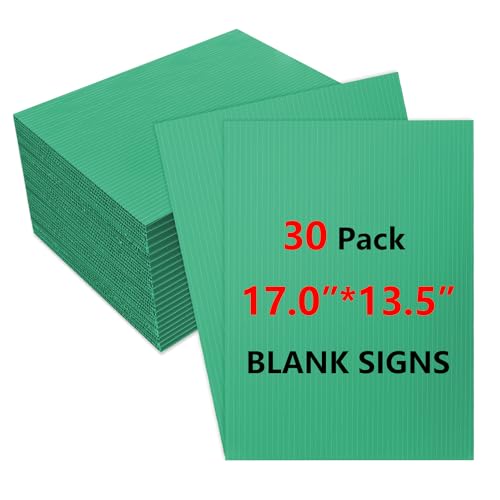 30 Pack 13.4X17 Corrugated Plastic Yard Signs, 0.16Inch Thick Corrugated Plastic Sheet, Plastic Corrugated Sheets For Yard Signs, Poster Boards,Party, Wedding, Campaign,（Green） By Kuklipjim