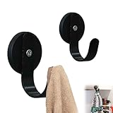 ALLOMN Self Adhesive Hooks, 2pcs Heavy Duty Magnetic Wall Mounted Hooks for Hanging, Bathroom Towel Hooks Stick On Wall and Door for Wreaths Keys Bags Umbrellas Steady Tool Hangers