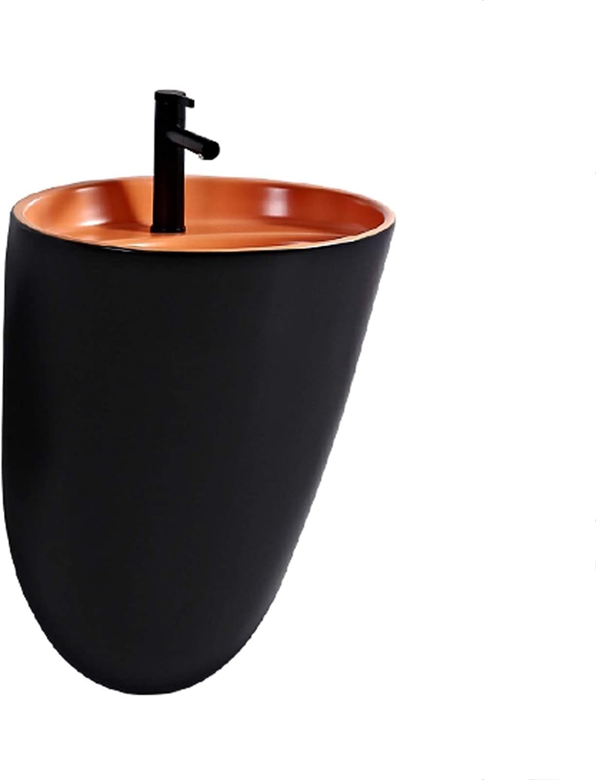ASerZenith Bathroom Vessel Sink Ceramic Bathroom Sink Bathroom Ceramic Washbasin Small Sink Wall Mount Sink Vessel Sinks, 21X18X30In(Orange)