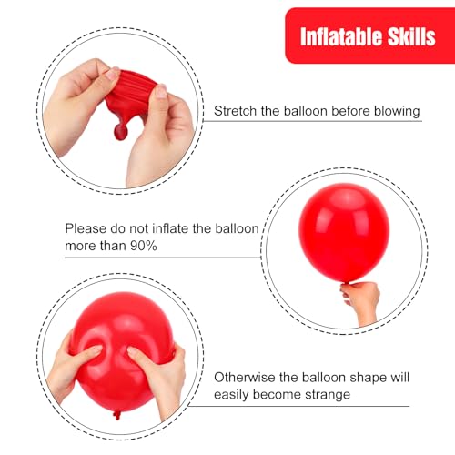 Image of RUBFAC Red Balloons 65pcs, 12 Inch Party Balloon with Ribbons for Valentine's Day, Birthday, Wedding, Baby Shower Decorations