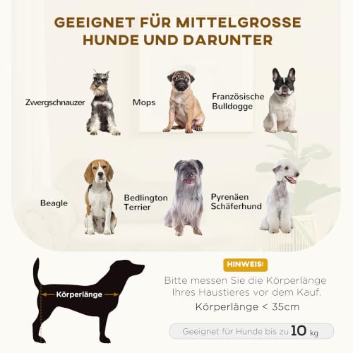 PawHut Hundesofa, Haustiersofa mit Samtoptik, Katzensofa mit Kissen, Hundebett, Hundecouch mit Erhöhtem Design, Hundesessel mit Holzbeine, Grau, 68 x 68 x 35 cm