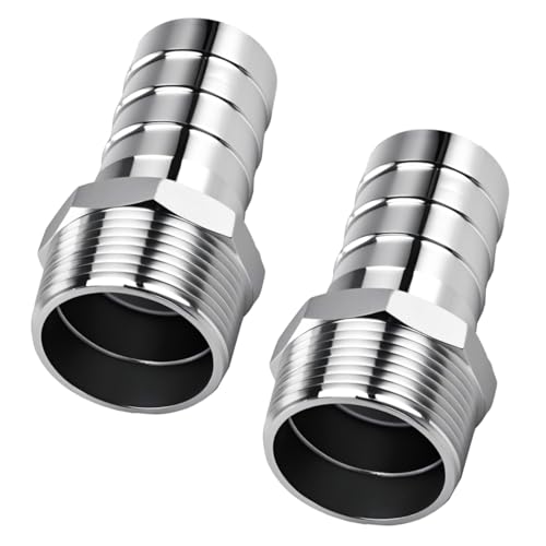 RUHUALIFE 2PCS Stainless Steel 1-1/4' to 1-1/4' NPT Male Threaded Hose Barb Fittings, 1-1/4in to 1-1/4in NPT...