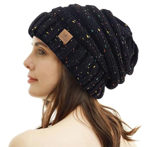 Womens Winter Beanie Warm Knit Hat Cable Stretch Trendy Ribbed Chunky Cap