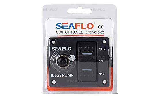 Seaflo Panneau de commutateur de Pompe de cale à 3 Voies (Automatique-arrêt-Manuel) 12v 24v Disjoncteur 15A intégré Cover
