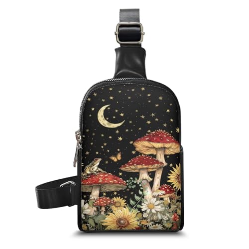 Fashion Mushroom Crossbody Backpack for Women Chest Bag Small Satchel Purses Portable Convenient Mini Sling Backpack Can Match Various Outfits for Daily Use